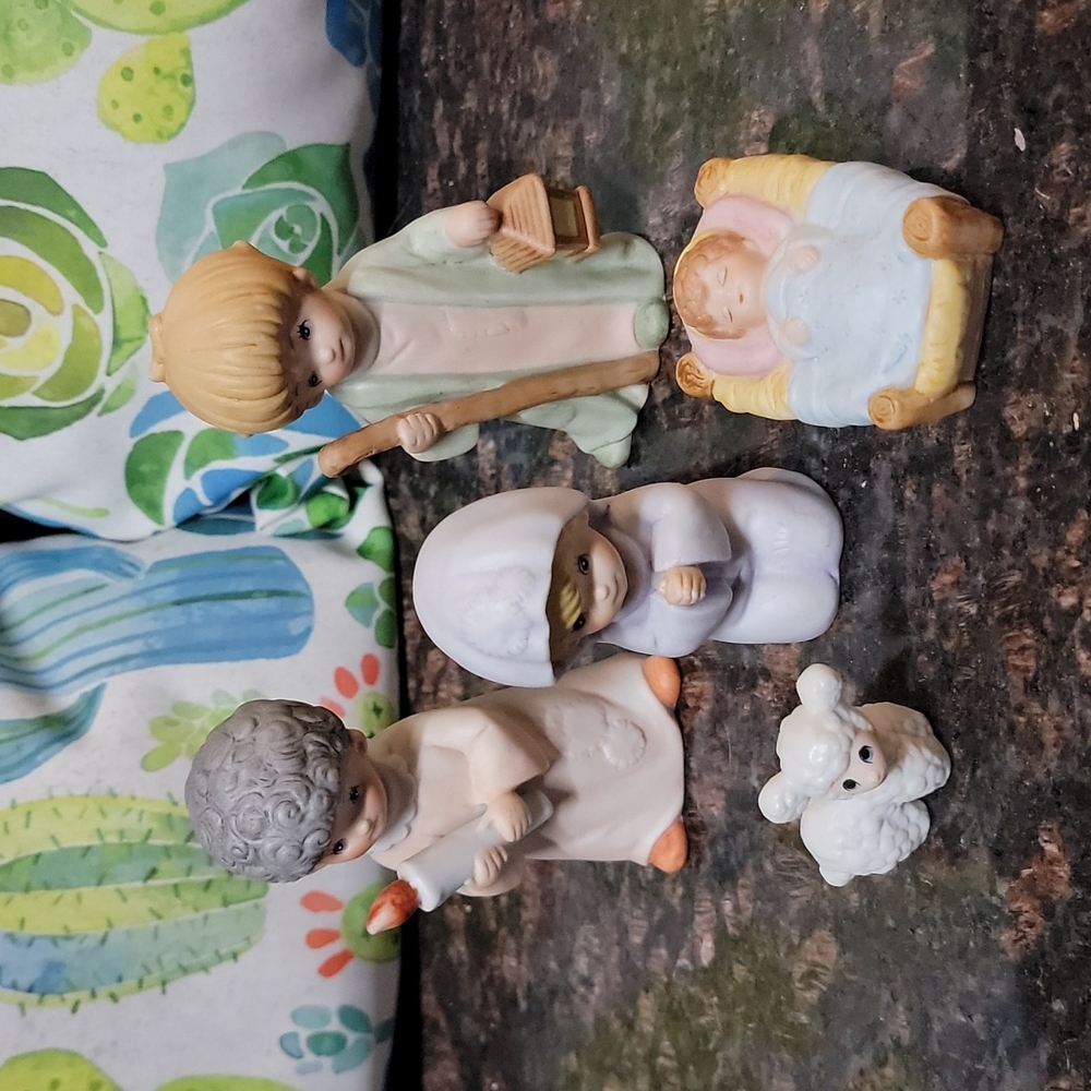 Vintage Homco Nativity Set Ceramic 5 Piece Set